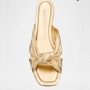 SOLD Jimmy Choo Gold Metallic Knotted Mule Sandals 37.5